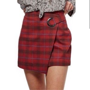 Free People Tessa Mini Red Plaid Skirt